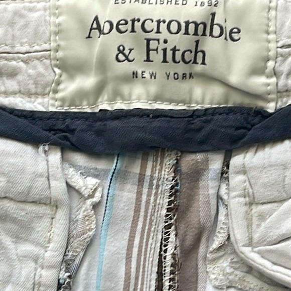 Mens Abercrombie & Fitch Blue/Tan Plaid 10β Cargo Shorts-32β Waist Rise 12β - Picture 4 of 9
